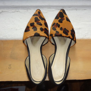 Leopard Print Calf Hair Two-Piece Flats